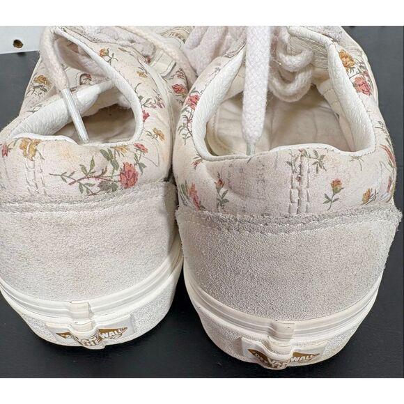 VANS Old Skool Floral Marshmallow White Sneakers Skate Shoes woman’s size 8 - Picture 9 of 10